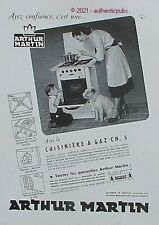 PUBLICITE ARTHUR MARTIN CUISINIERE A GAZ CHIEN DE 1953 FRENCH AD PUB VINTAGE