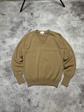 ERIC BOMBARD BROWN CASHMERE V-NECK JUMPER SIZE S Beige