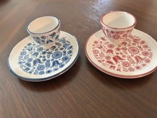 Paul Vogt Egg Cups with Saucers, Bavarian Pottery Bunzlauer Tradition c 1946-60s