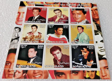 Elvis Presley - Feuillet 9 Timbres Elvis - SOMALIE