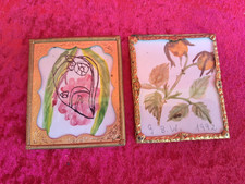 2 beautiful old frames, Art Nouveau style - photo frames, with 2 paintings