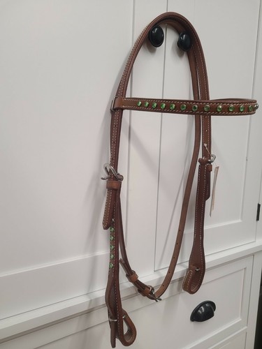 Ozark headstall green gems - headstall, gems-