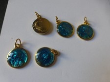 lot of 5 very nice medal Saint Joan of Arc in gold metal 1 blue side 15mm