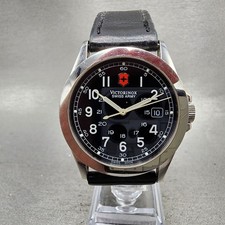 Swiss Army Victorinox Watch Men 38mm Black Dial Silver Tone Date 24653 PARTS