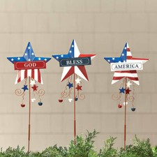Set De 3 Patriotique " Dieu Bless Amérique " 4th Juillet Porch Patio Jardin