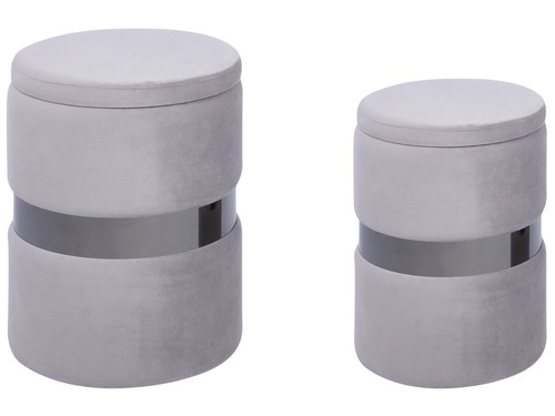 Poufs gris velours - poufs, en
