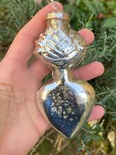 Rare Christmas Ball & Heart of Mary & Sacred Heart & Eglomized Glass & France