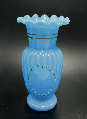Petit vase opaline bleue - petit,