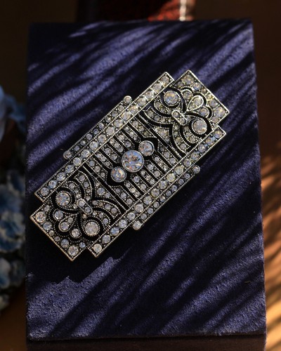 Broche argenté art deco - argenté,