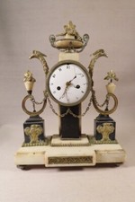 OLD LOUIS XVI DIRECTORY PENDULUM IN BRONZE AND MARBLE EAGLE HEADS LATE XVIII