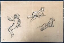 Henri GERVEX (1852-1929) charcoal drawing board baby child study