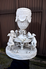 Antique Sevres bisque porcelain marked group statue vase putti table rare