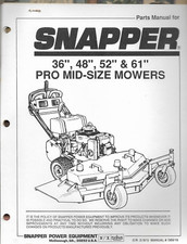 SNAPPER LAWN TRACTOR MOWERS PRO MID-SIZE 36" 48" 52" 61" Series 0 Parts Manual