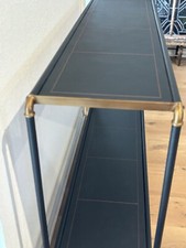 Designer Julian Chichester “Blow”Console Table, Stitched Leather & Aged Brass