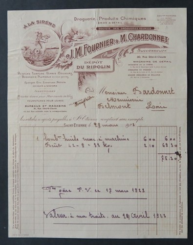 Facture saint etienne - , 1923