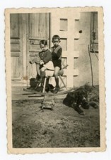 PHOTO snapshot, 1950 Elie Jean-Pierre rocking horse dog toy