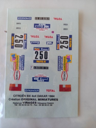 Decals proto dakar 1984 - bx,