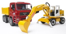 BRUDER - Camion 6x4 benne MAN TGA avec pelle LIEBHERR 912 sur pneus jouet BRU...
