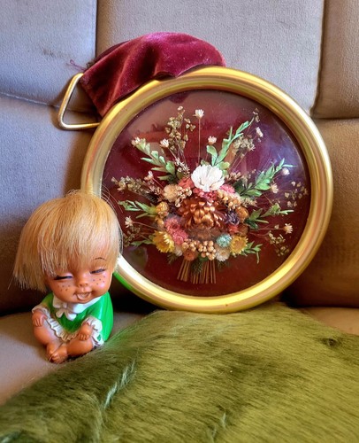 Cadre rond vintage fleurs - cadre,