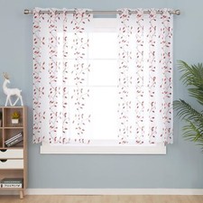 Lot de 2 Rideaux Voilages Chambre Fille Garcon Enfant Simili Lin Oeillet Ride...