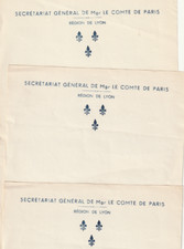 3 X PAPIER à LETTRE ROYALISTE SOUVENIR HENRI Mgr COMTE DE PARIS