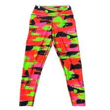 Zumba Wear High Waist Leggings Neon Print Athletic Workout Yoga Pants L/G