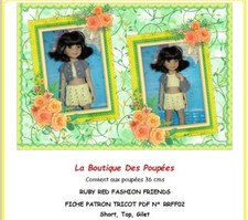 Fiche patron tricot N°RRFF02: tuto vêtement tricot pour poupée 36cms Ruby Red 