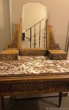 Antique Dressing Table Wood Marble Bronze Art Deco