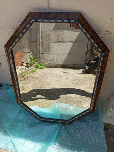 Ancien miroir octogonal en - ancien,