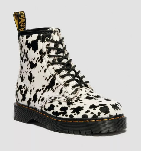 Bottes cuir noir blanc - cuir,