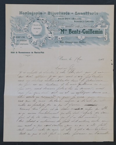 Facture 1913 horlogerie - facture,