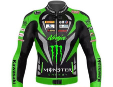 Veste en cuir Kawasaki pour homme neuve veste de course Kawasaki veste de...