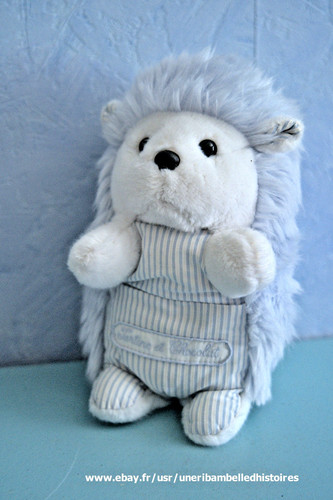 Doudou peluche hérisson - hérisson, bleu