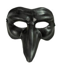 Masque de Venise Nez Capitano en Cuir Véritable Noir - Masque Venitien #  402