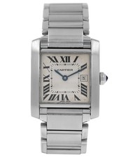 Cartier Tank Francaise 2465 Date Stainless Steel 25MM Ladies' Quartz Watch