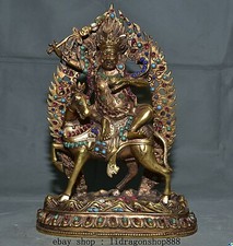 12 "Tibet cuivre or gemmes temple Palden Lhamo divinité Laksmi statue de bouddha