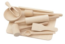 Coffret Petite Cuisinière bois – 8 ustensiles jouet cuisine