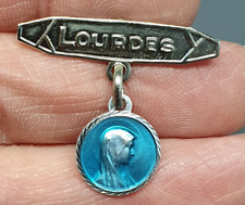 Lourdes Pin Blue Enamel Religious Medal #62