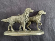 Vintage  Pair of HUNTING  DOGS figurine  metal Pewter. Spaniel Setter Labrador ?