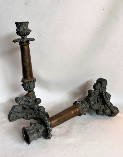 Paire bougeoirs aux silures - bougeoirs,