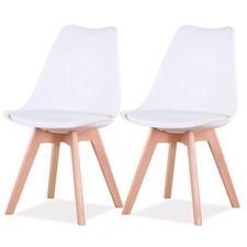 Lot de 2 Chaise Salle à Manger design scandinave Cuisine, Tulip rembourrée Blanc