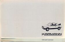 Volkswagen Golf Cabriolet Mk 1 KARMANN sales brochure French & German text