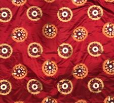 PIERRE FREY Suzani Pair Table Overlays Silk Custom  Claret Paprika