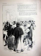 Original Old Antique Print Public People Racecourse Tote Brasero French 1903