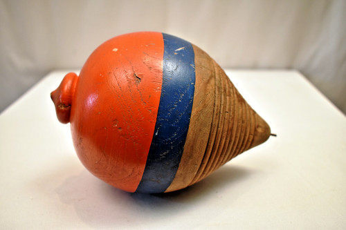 Toupie bois vintage rouge - toupie,