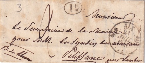 Marque postale 1841 aix - postale,