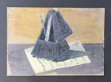 Nature Morte Au Métronome, Huile Sur Carton Fin, Peinture, XXe