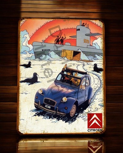 Plaque métal vintage tintin - métal,