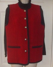 Kaufmann Size Medium !00% Virgin Wool Red Made in Italy Vest Sweater