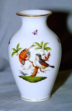 Vase Herend, Rothschild, Oiseaux Insectes, Peint À La Main, 14 Cm